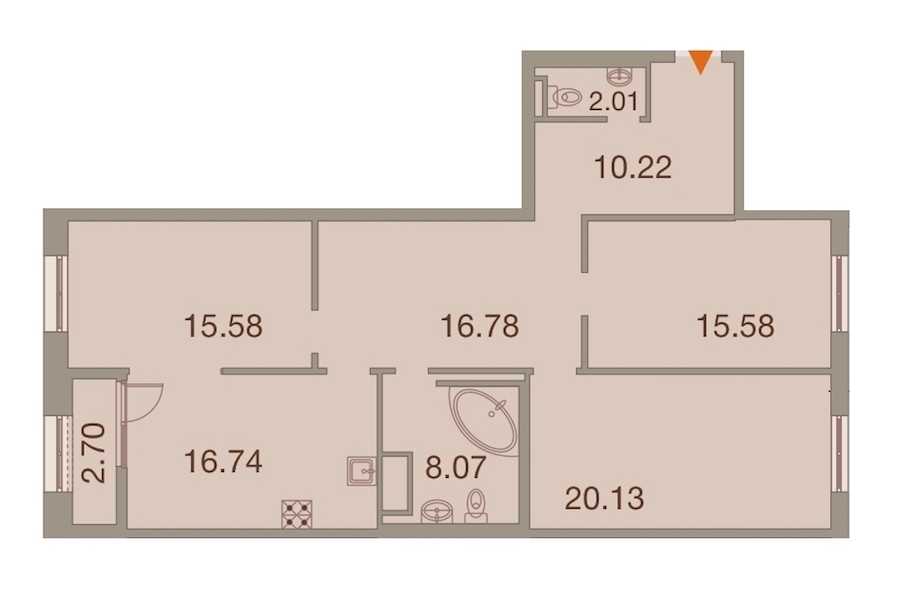Трехкомнатная квартира в : площадь 106.64 м2 , этаж: 9 – купить в Санкт-Петербурге